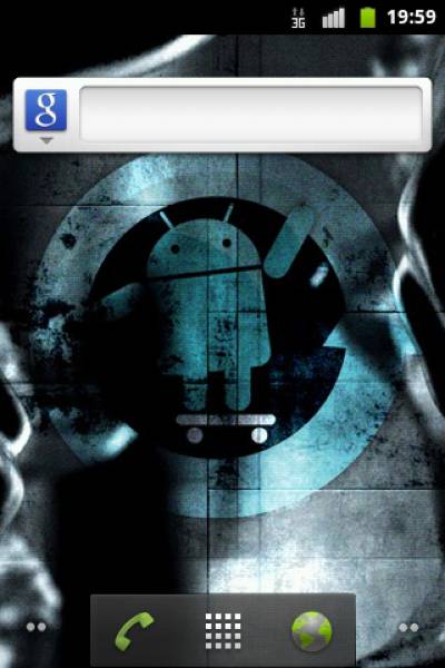 Pantalla principal del Launcher con imagen de Cyanogen